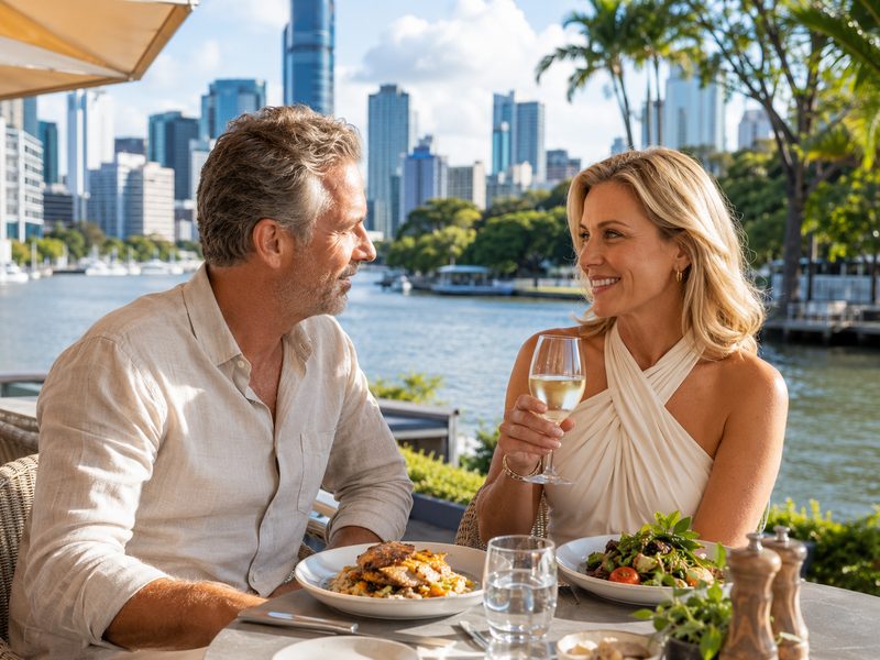 An adult couple enjoying the distinctive lifestyle of Brisbane, Australia