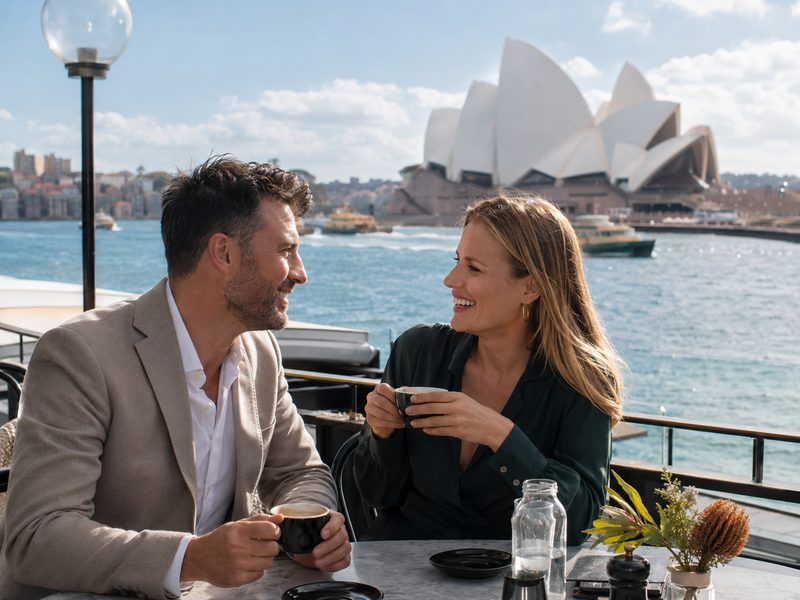 An adult couple enjoying the distinctive lifestyle of Sydney, Australia
